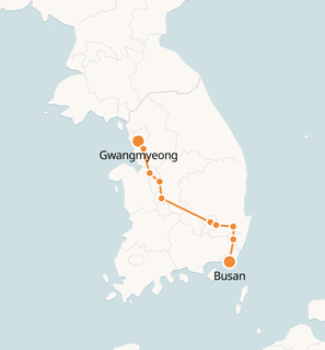 Gwangmyeong to Busan Train Route