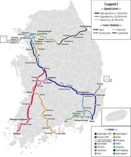 KTX Train Line Map showing Seoul to Daegu route