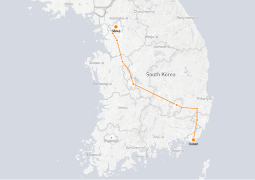 Seoul to Busan Train Route