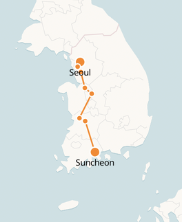 Suncheon to Seoul Train Route
