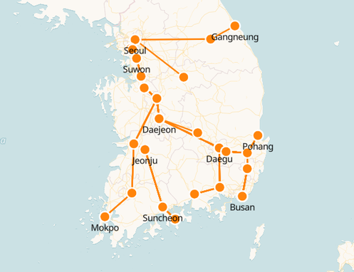 Daejeon to Mokpo Train Route