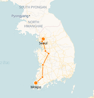 Mokpo to Seoul Train Route