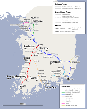 Korean Trains Route Map