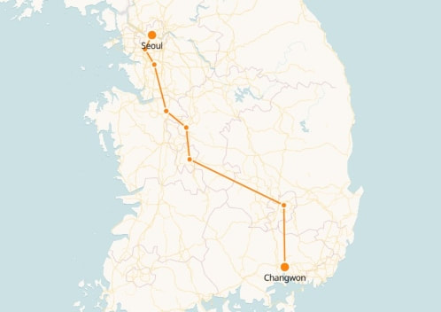 Changwon to Seoul Train Route