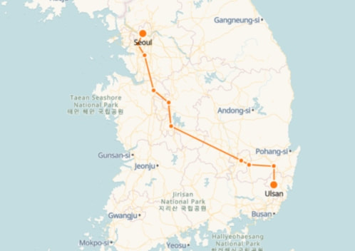 Ulsan to Seoul Train Route